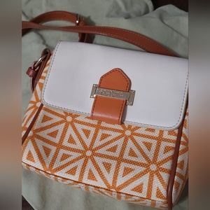 Spartina 449 Linen and Leather Crossbody Bag. 8 inches. Preloved